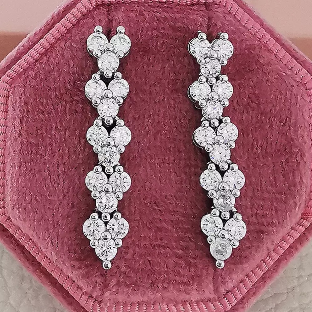 NEW STERLING SILVER DIAMOND LONG EARRINGS